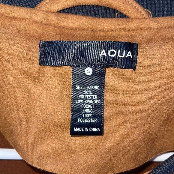 Aqua Women’s Lined Snap Button Stretchy Long Sleeve Bomber Jacket Brown Size Sma - Picture 7 of 9